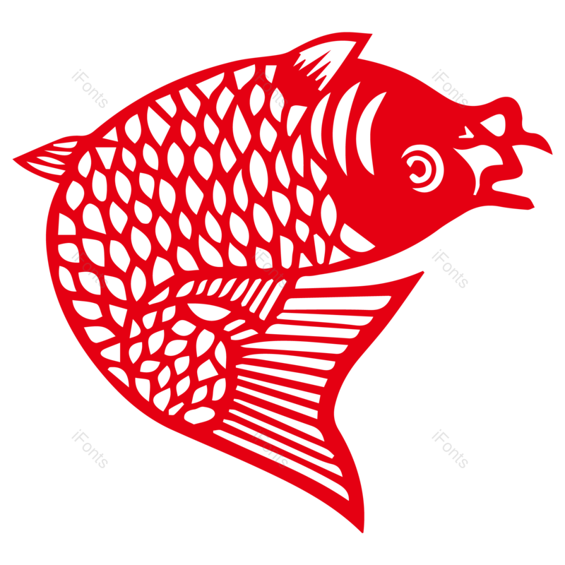 中国风图片,锦鲤元素,窗花PNG,剪纸免抠素材